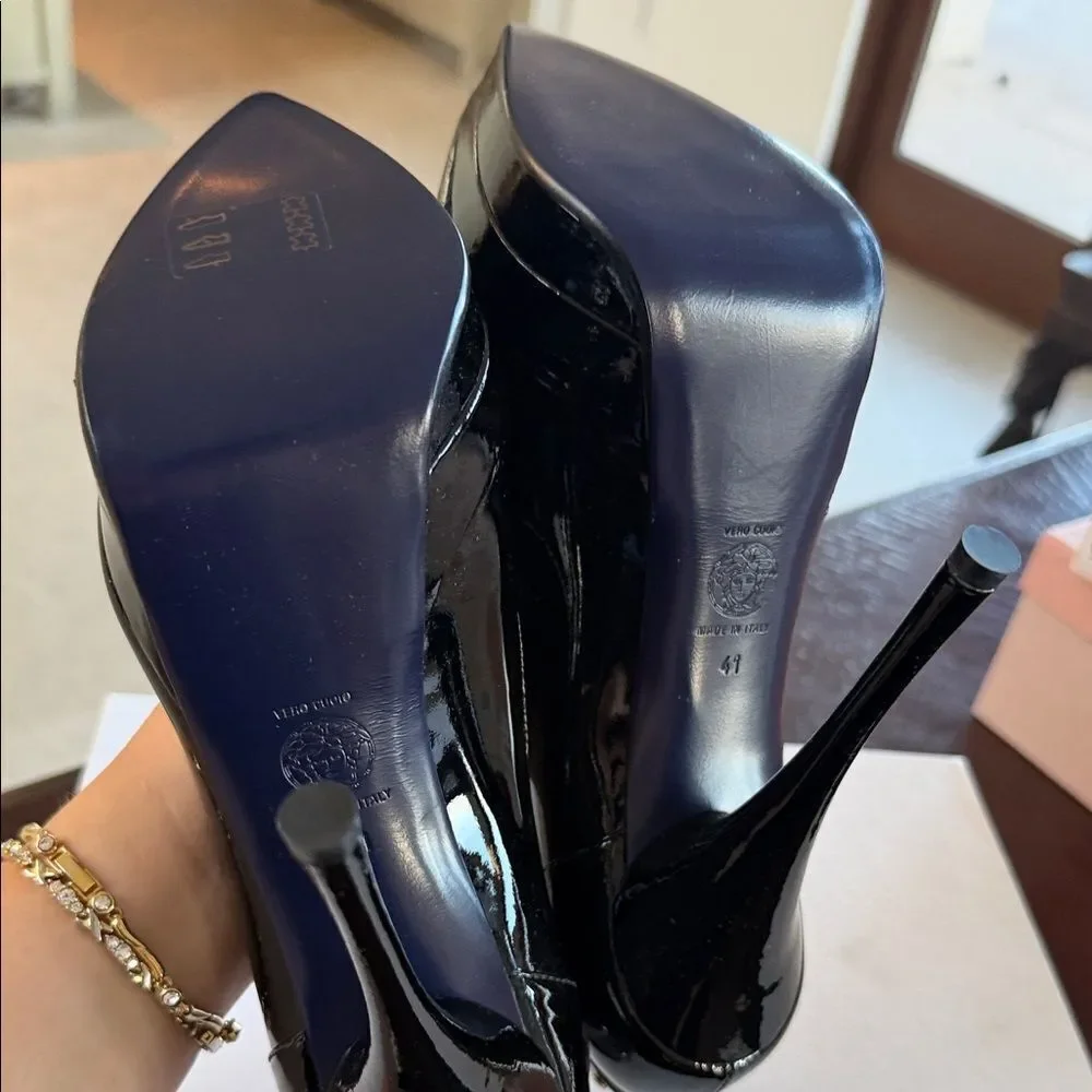 Versace Black Patent Leather High Heels 41